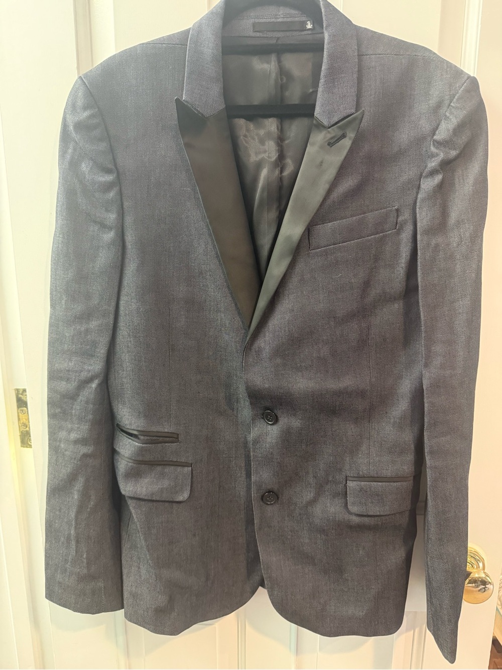 BLK DNM Charcoal Gray Tuxedo Jacket with Satin Lapel